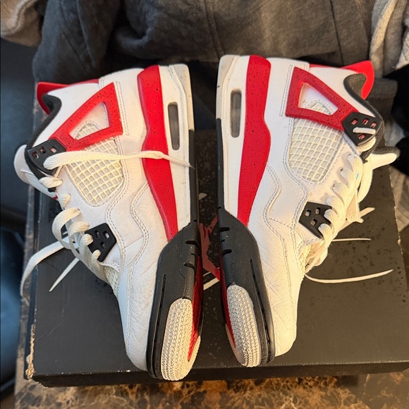 Jordan Women's Sneakers in White, Red, and Black - Picture 2 of 7